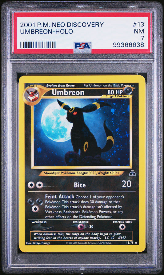 Umbreon - Rare Error Holo Bleed - 13/75 - PSA 7 - Neo Discovery - Pokemon Card