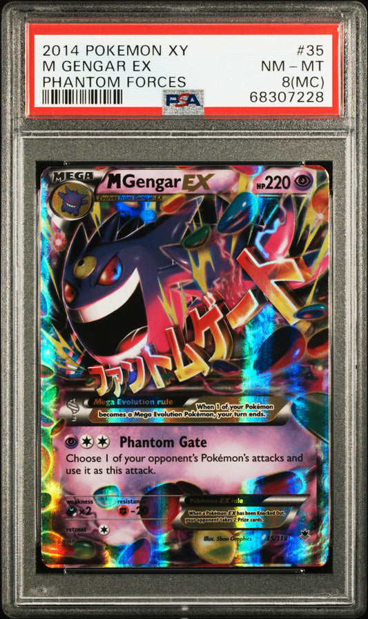 M Gengar EX - Error Card - 35/119 - PSA 8 (MC) Miscut - XY Phantom Forces