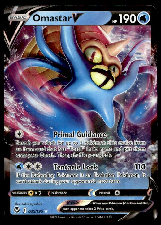 Omastar V - 035/195 - Ultra Rare - Silver Tempest - Pokemon TCG Card