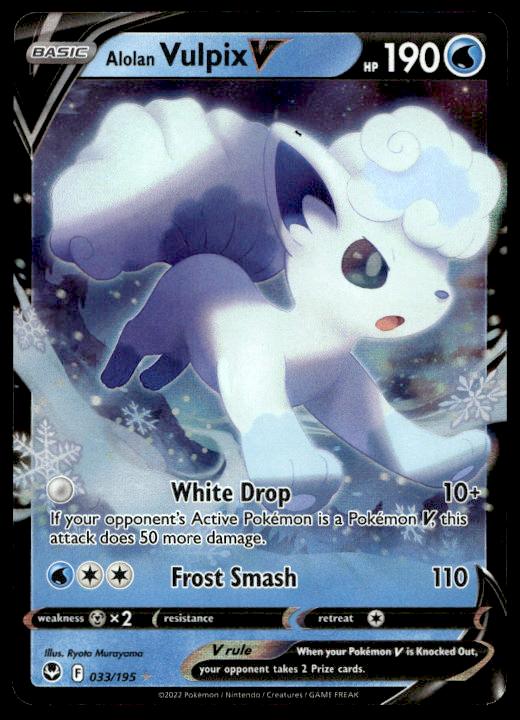 Alolan Vulpix V - 033/195 - Ultra Rare - Silver Tempest - Pokemon TCG Card