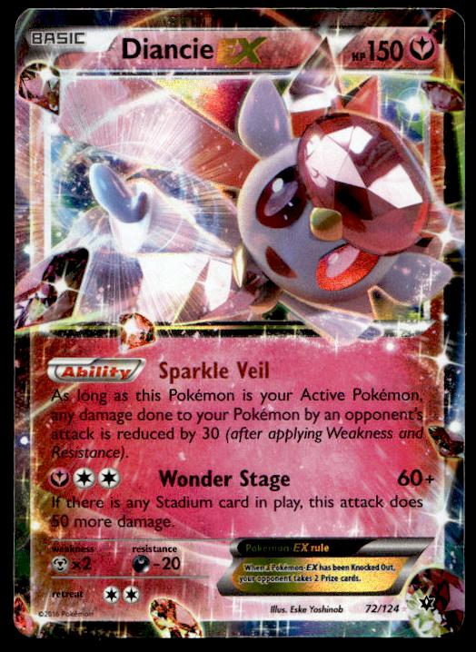 Diancie EX - 72/124 - Ultra Rare - Fates Collide - Pokemon TCG Card