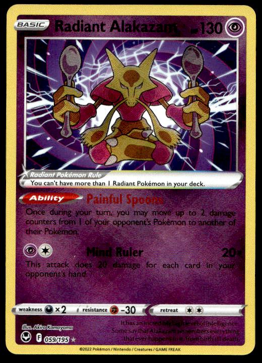 Radiant Alakazam - 059/195 - Radiant Rare - Silver Tempest - Pokemon TCG Card