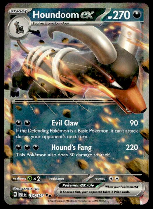 Houndoom ex - 134/197 - Double Rare - Obsidian Flames - Pokemon TCG Card