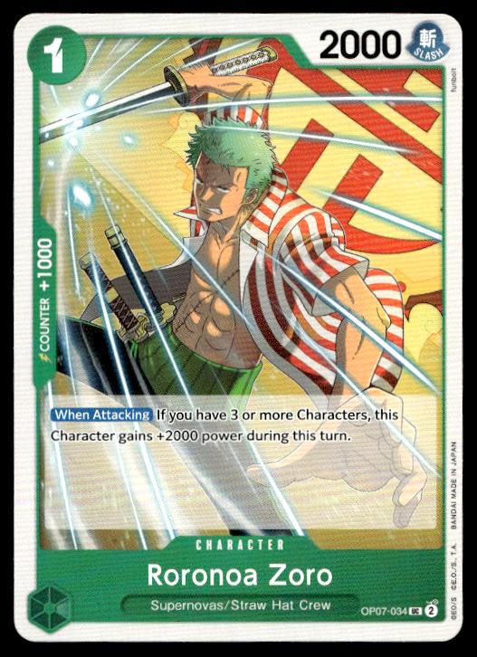 Roronoa Zoro - OP07-034 - Uncommon - 500 Years In The Future - One Piece Card