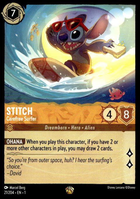 Stitch - Carefree Surfer - 21/204 - The First Chapter - Lorcana