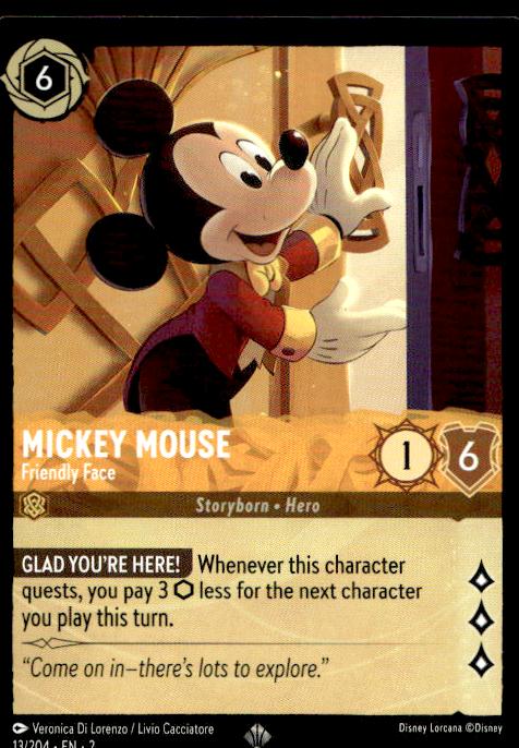 Mickey Mouse - Friendly Face - 13/204 - Rise of the Floodborn - Lorcana